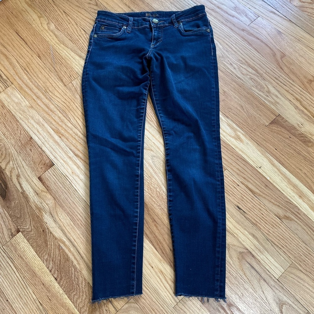 Kut From the Kloth Raw Hem Dark Wash Skinny Jean Sz 4